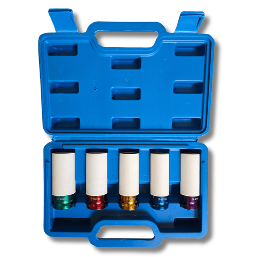 Juego de 5 Vasos de Impacto con Protector de Llanta 15, 17, 19, 21 y 22 mm nylon