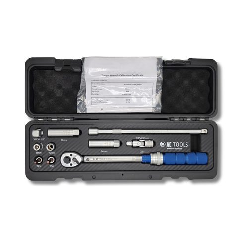 Llave Dinamométrica Profesional 3/8” 5-60Nm + Torx Vasos Hexagonales Adaptadores