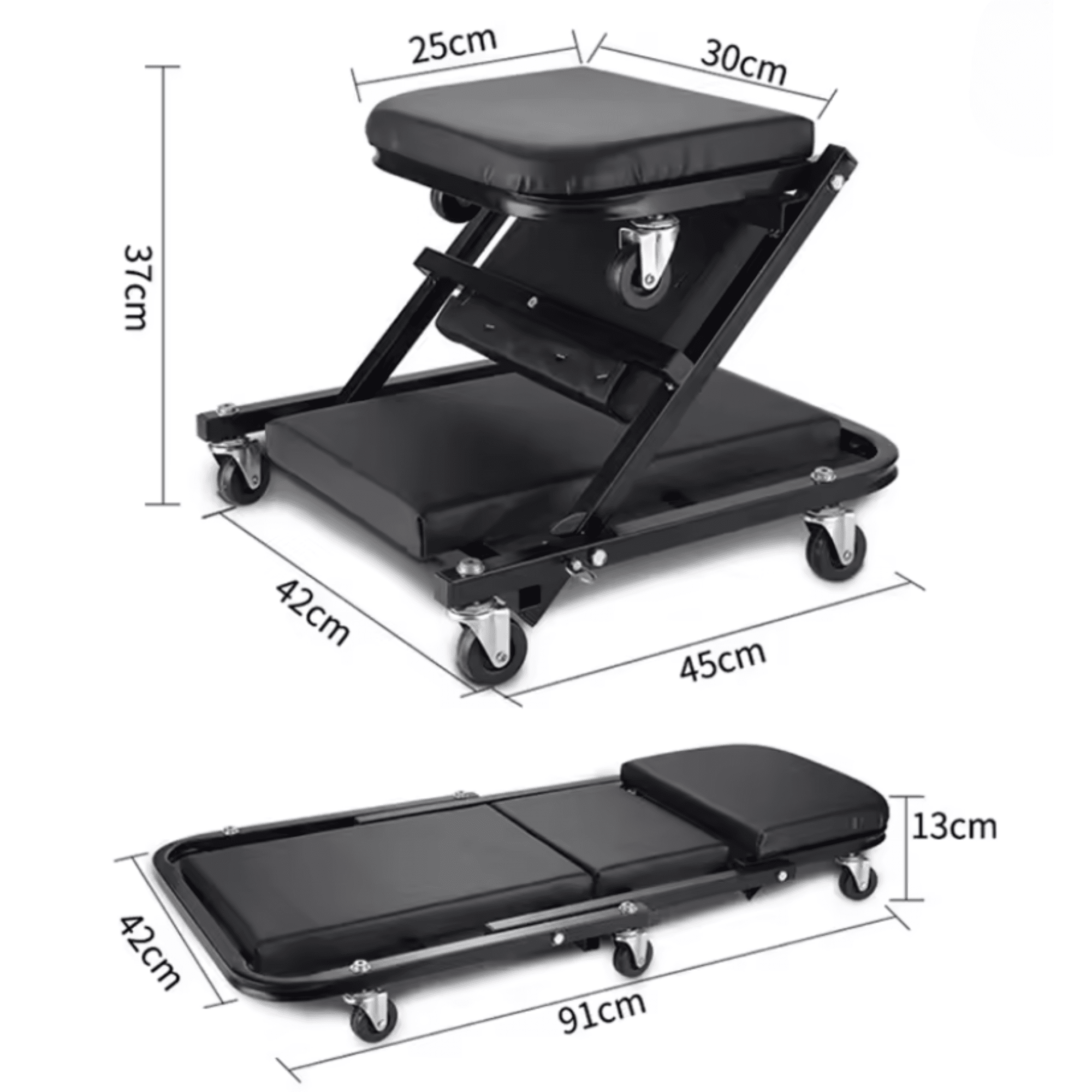 Camilla Convertible en Silla para Mecánico con 6 ruedas 360º - 2