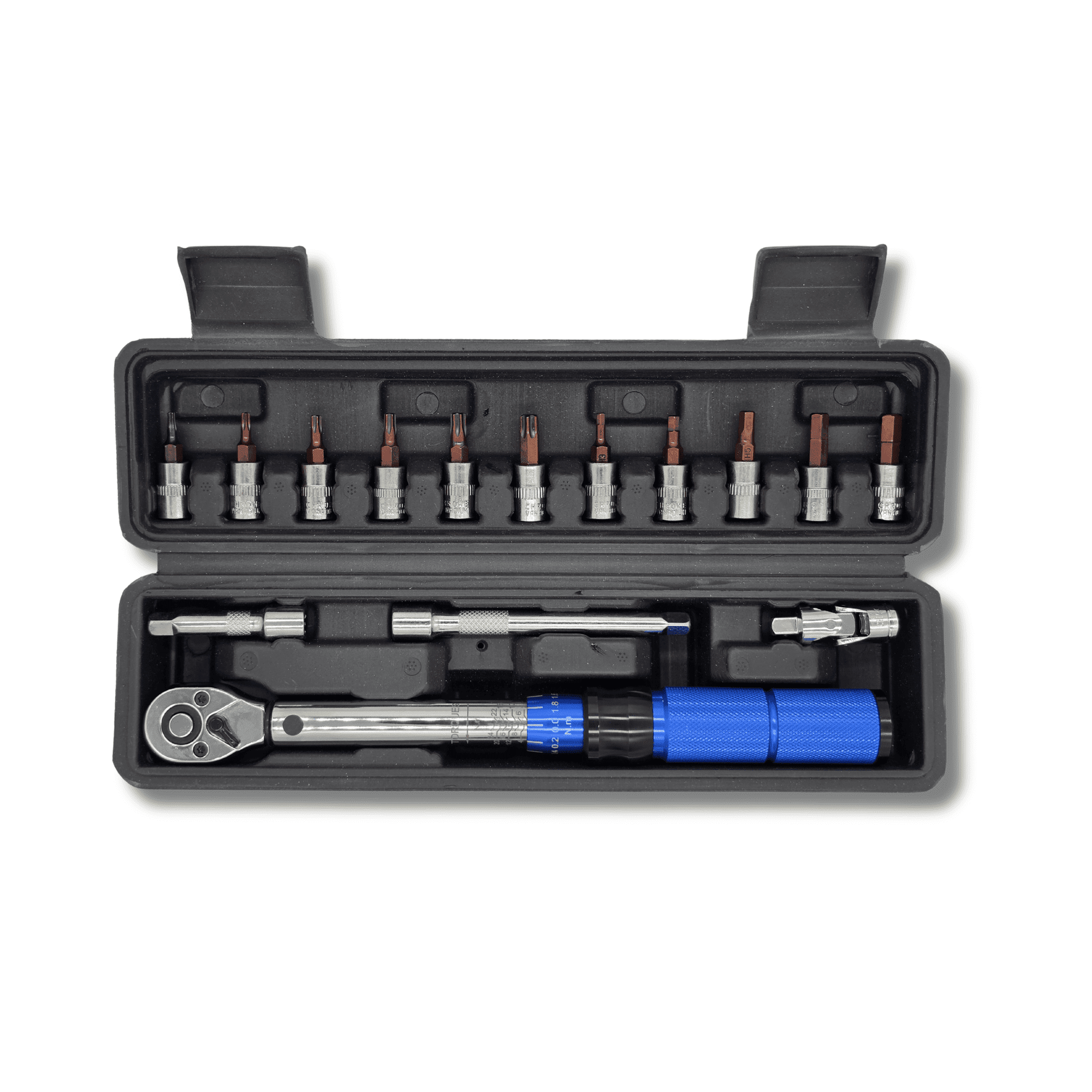 Maletín Llave Dinamométrica 1/4" 2-24Nm Kit Completo 15 Piezas Allen Torx