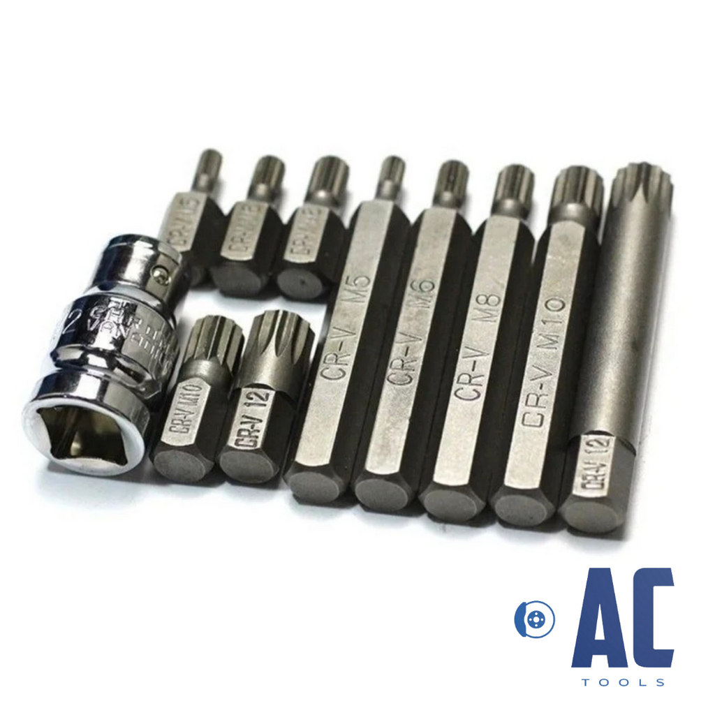 Juego 10 puntas XZN o SPLINE + Adaptador de 1/2 + estuche almacenaje kit - 4