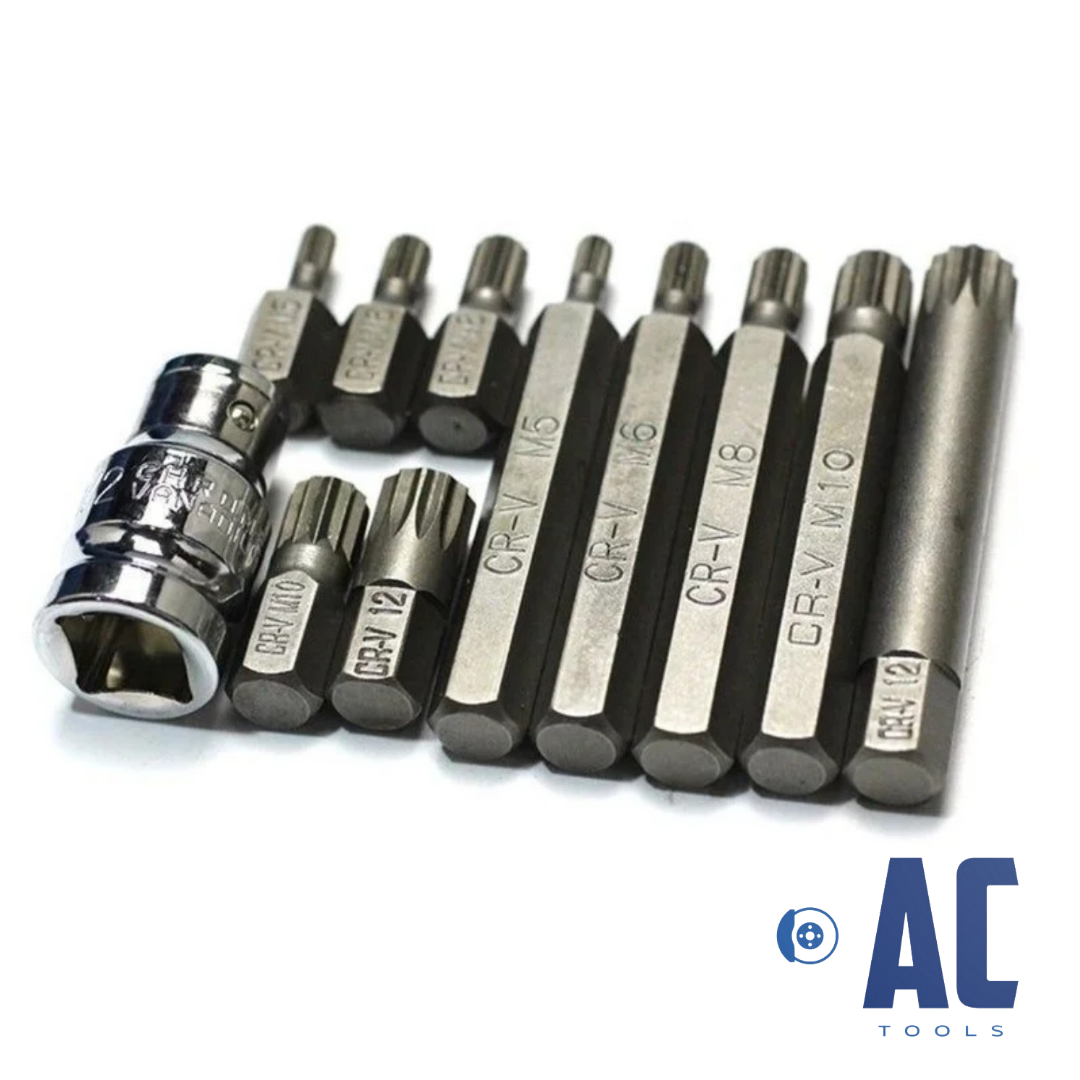 Juego 10 puntas XZN o SPLINE + Adaptador de 1/2 + estuche almacenaje kit - 4