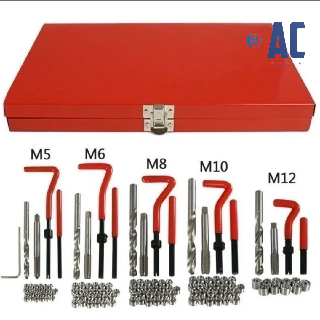 Kit profesional maletin helicoil para reparar roscas helicoidales 131 piezas. - 2