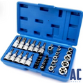 Maletin variado de puntas y vasos Torx 34 piezas con estuche de almacenaje.