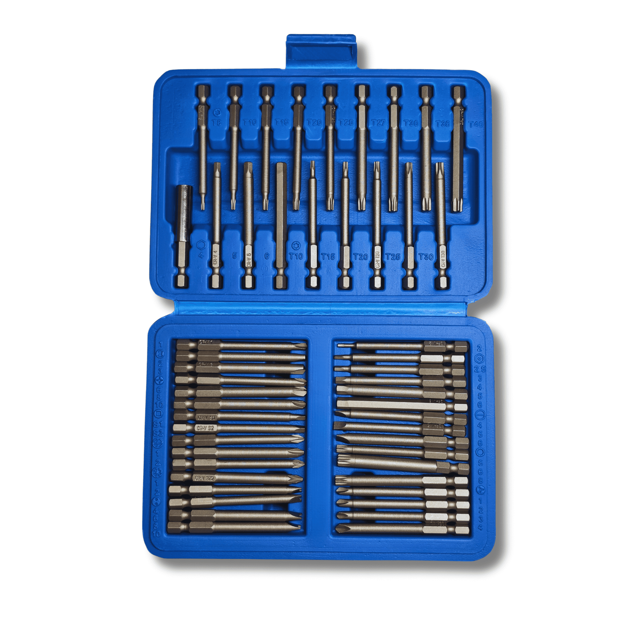 Juego de Puntas Largas 1/4” 50 Piezas Acero CRV Atornillador Eléctrico o Manual