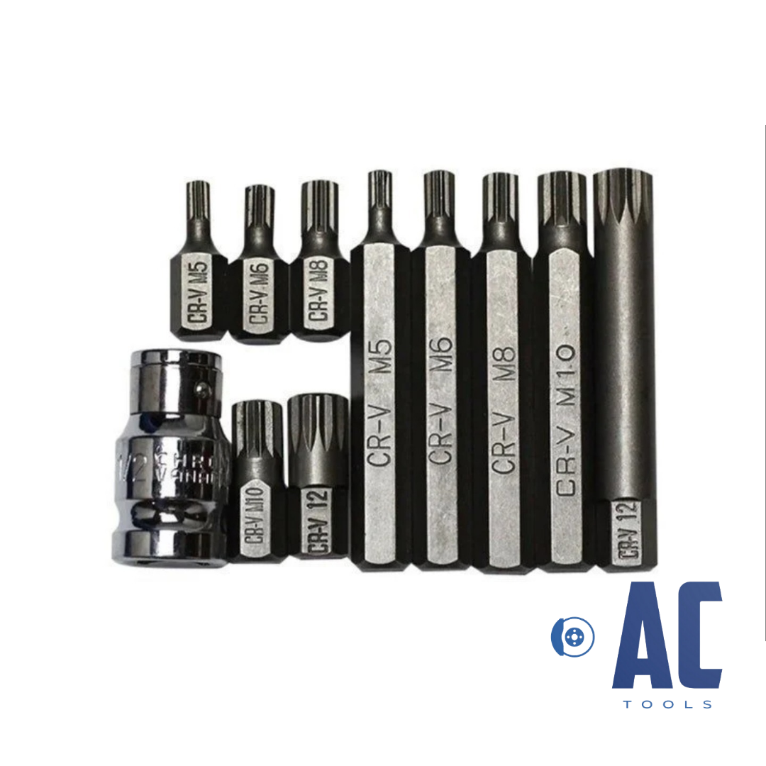 Juego 10 puntas XZN o SPLINE + Adaptador de 1/2 + estuche almacenaje kit - 5