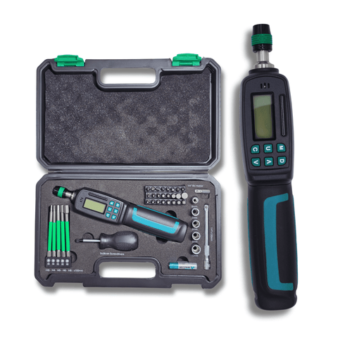 Destornillador Dinamométrico 0.24–8 Nm Digital 1/4” 39 Piezas, LCD con Avisador