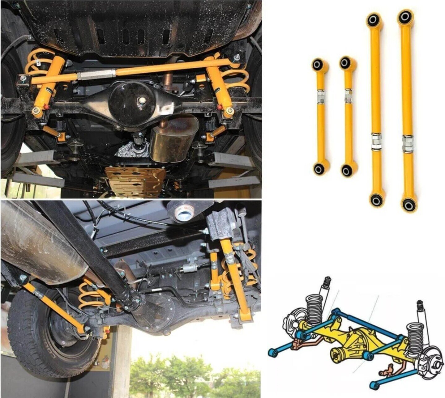 Juego de 4 tirantes reforzados regulables para Nissan Patrol GR Y60 + Y61 - 2