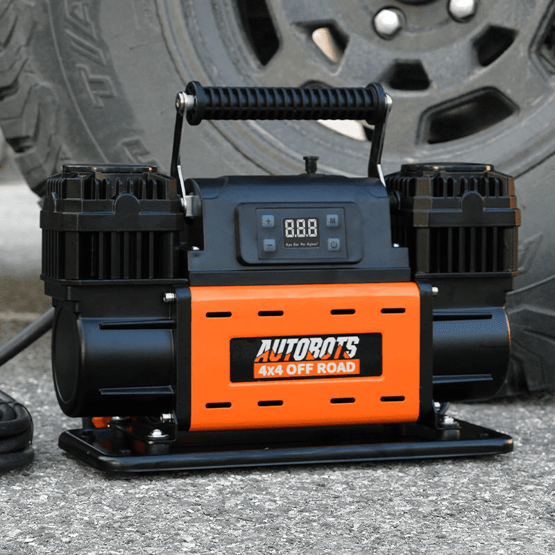 Compresor de Ruedas Portátil Bicilíndrico 12V 350L/min 150PSI con Pantalla LCD
