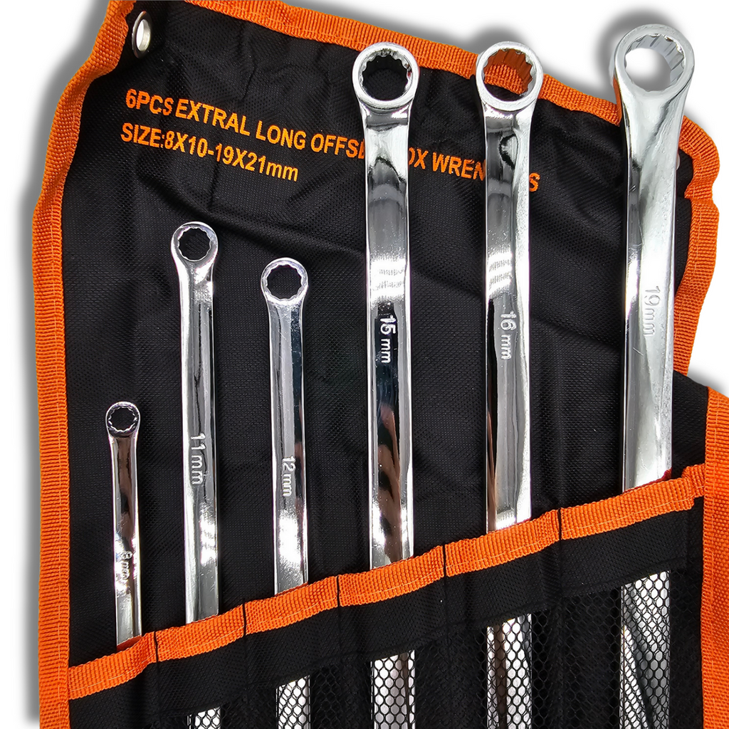 Juego de 6 Llaves Fijas Planas Largas 12 Caras (8-21mm) + Estuche almacenamiento - 3
