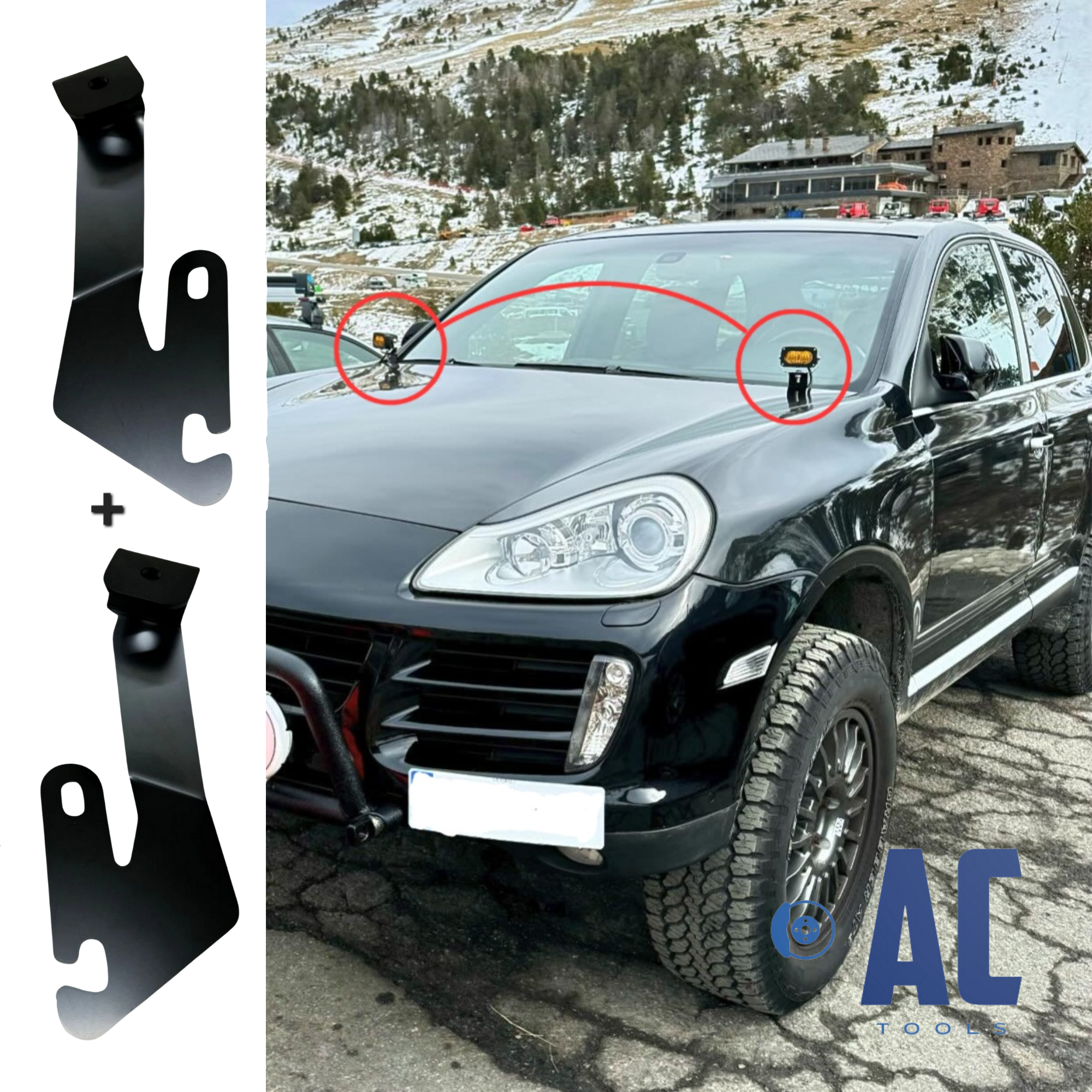 Soportes para montar faros led cuneteros en Porsche Cayenne 955 957