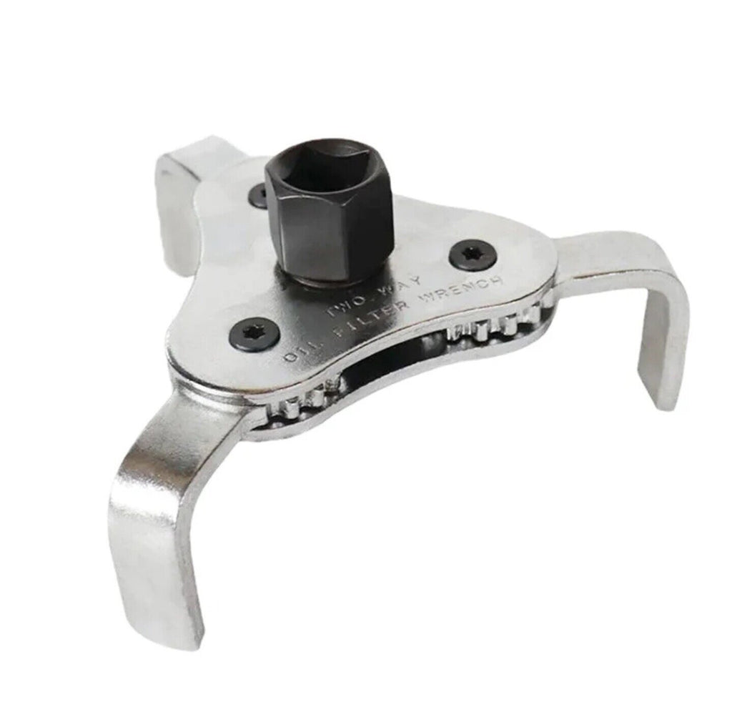 Llave para desmontar filtros de aceite universal y reversible llave 1/2 y 3/8