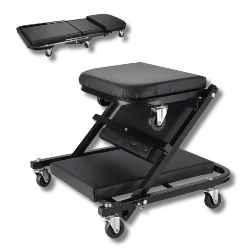 Camilla Convertible en Silla para Mecánico con 6 ruedas 360º