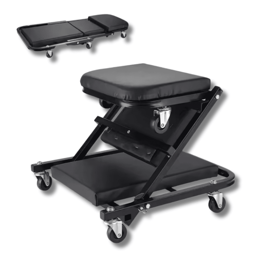 Camilla Convertible en Silla para Mecánico con 6 ruedas 360º