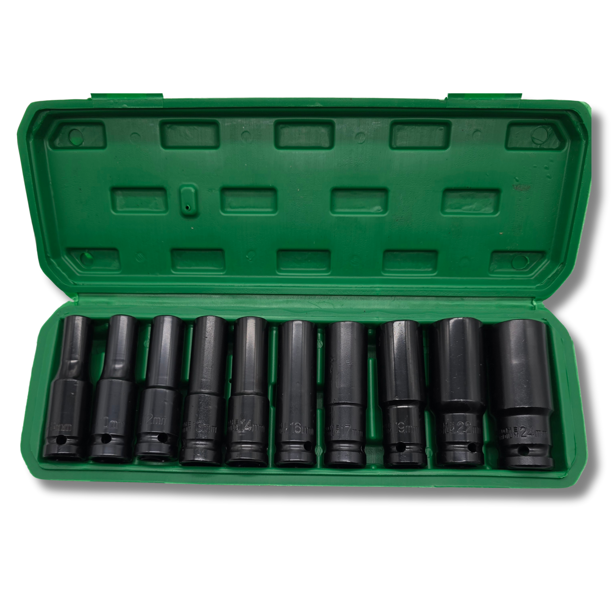 Juego de 10 Vasos de Impacto para pistola o carraca 1/2" (8-24mm)