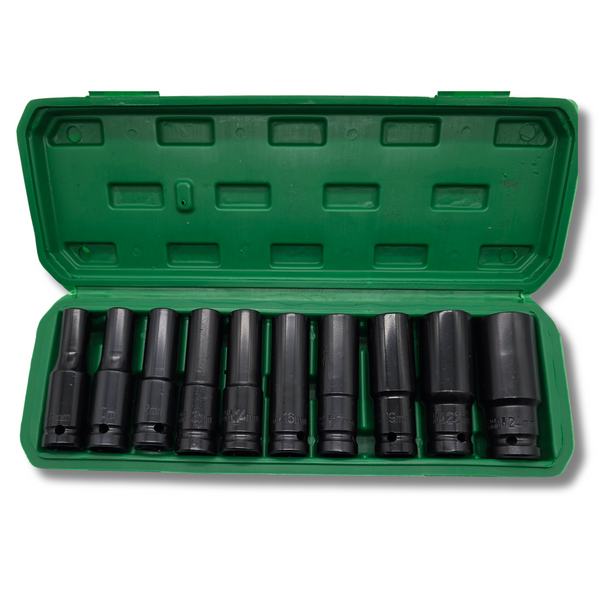 Juego de 10 Vasos de Impacto para pistola o carraca 1/2" (8-24mm)