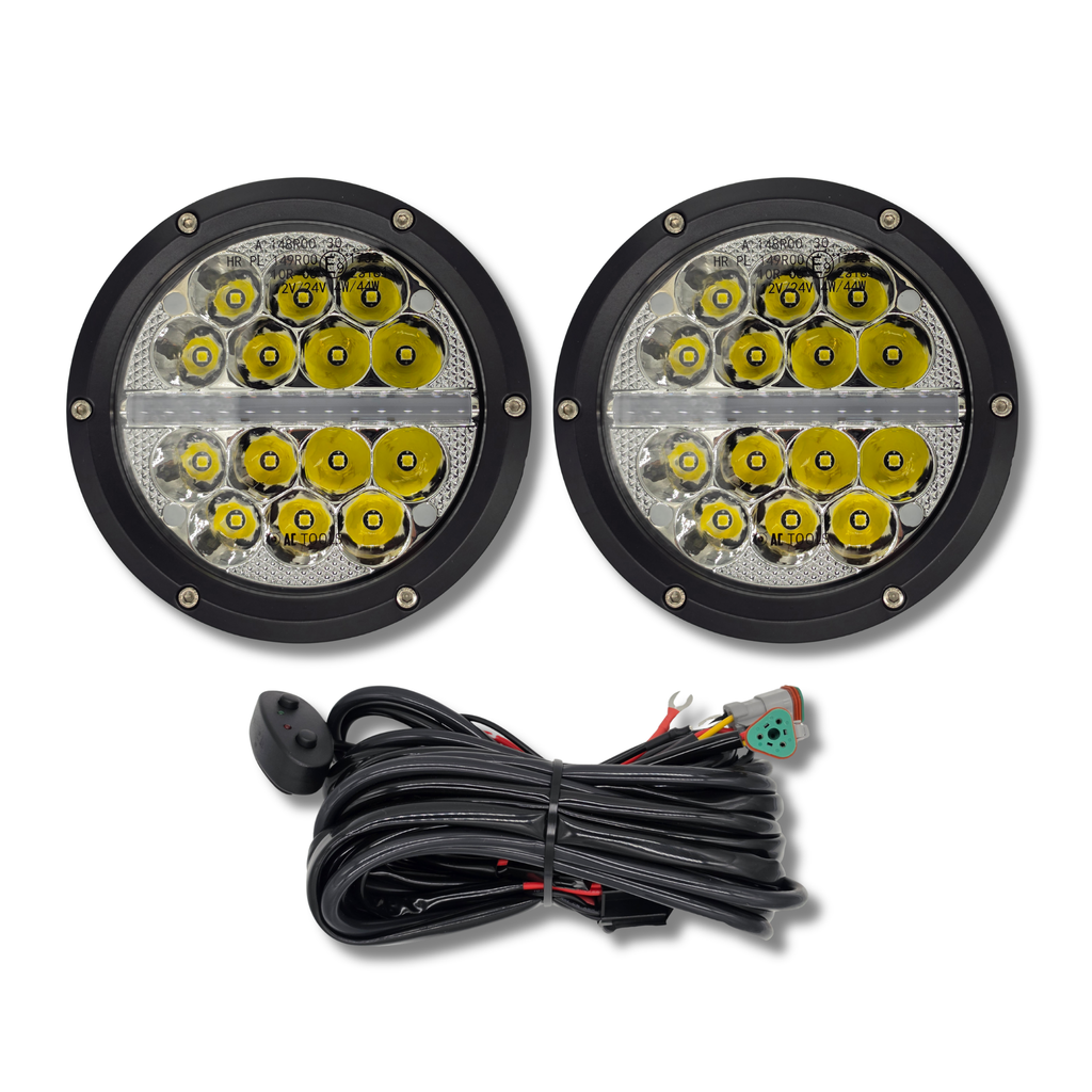Faros LED 6" 75W OSRAM Homologados HR 30 Larga Distancia + Posición con Tapa LOGO y cableado