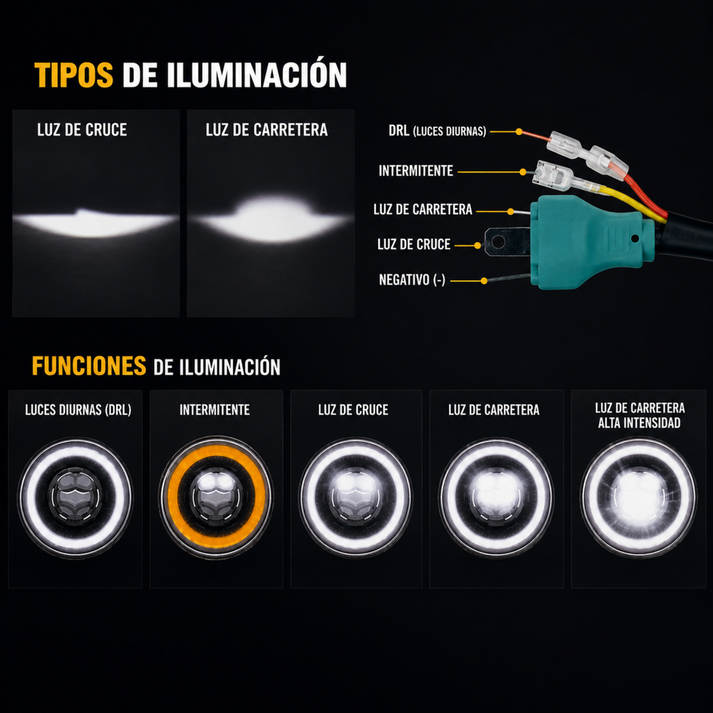 Faros LED 7” Homologados con DRL e Intermitente 7 Pulgadas