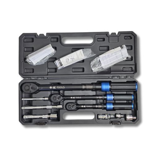 Juego llaves dinamométricas 9 piezas 1/4” 2-24Nm 3/8” 10-60Nm 1/2” 40-220Nm CR-V