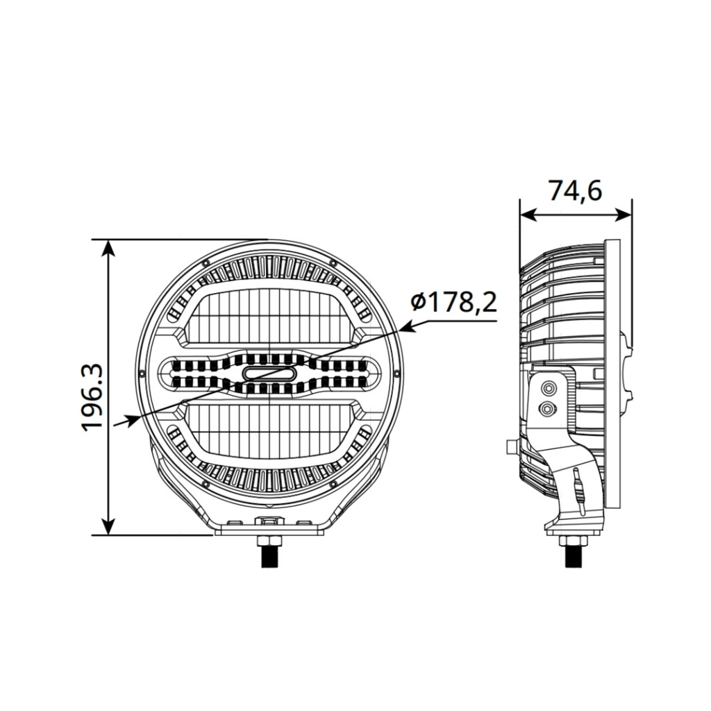 Foco LED Largo Alcance 7” Ultra Black 5500Lm 56W 1 lux-330m 10-30V