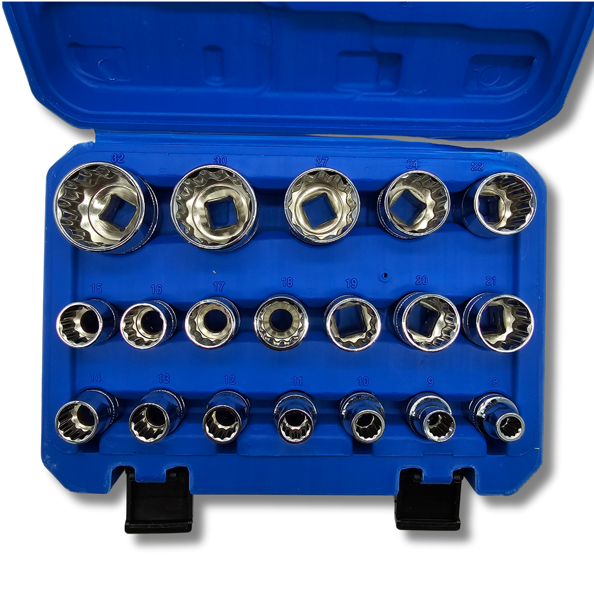 Juego completo de 19 Vasos 12 Caras 1/2" (8-32mm) + Maletín almacenaje - 3