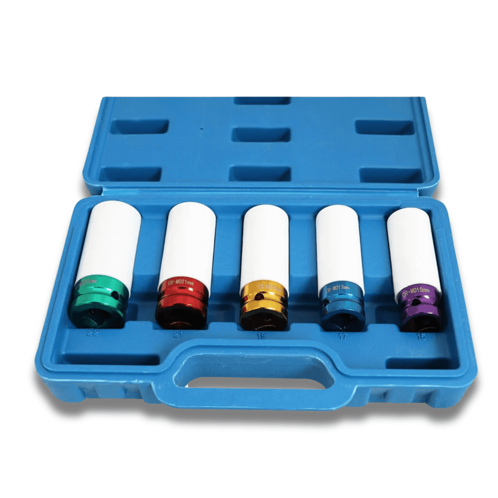 Juego de 5 Vasos de Impacto con Protector de Llanta 15, 17, 19, 21 y 22 mm nylon - 3