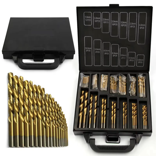 Juego de Brocas HSS Recubiertas de Titanio, 99 Piezas + Maletín metálico