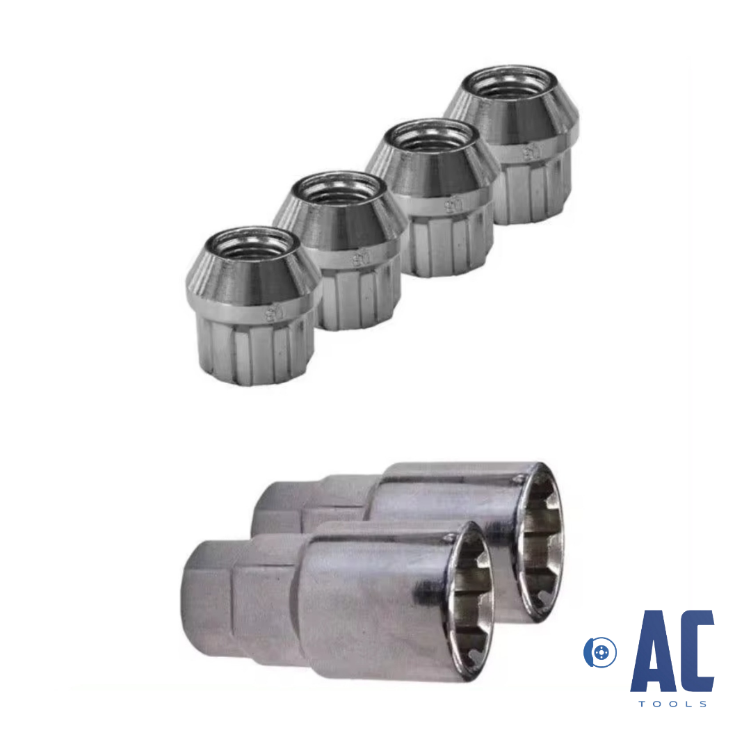 Kit de tuercas antirrobo m12x1.25 con dos adaptadores.