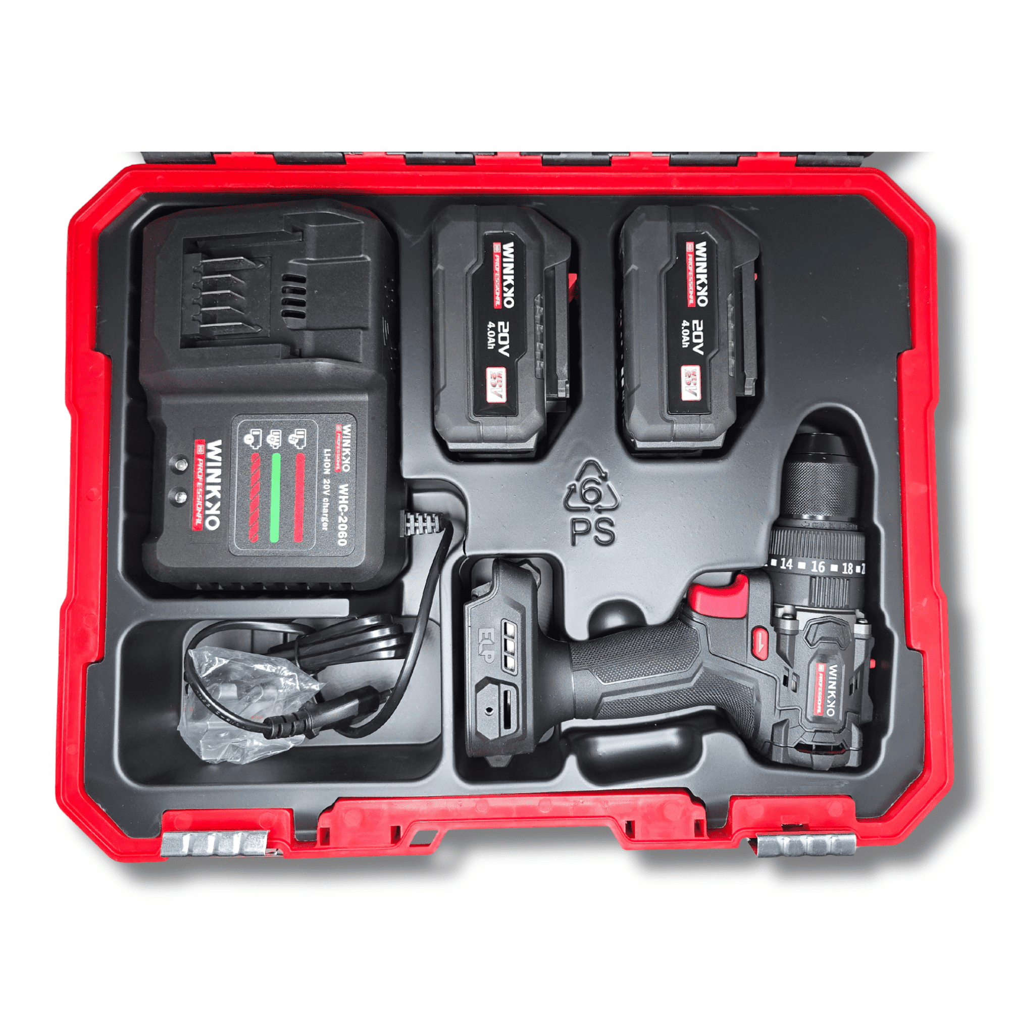 Atornillador Eléctrico Profesional de Impacto 20V Brushless 65Nm con 2 Baterías