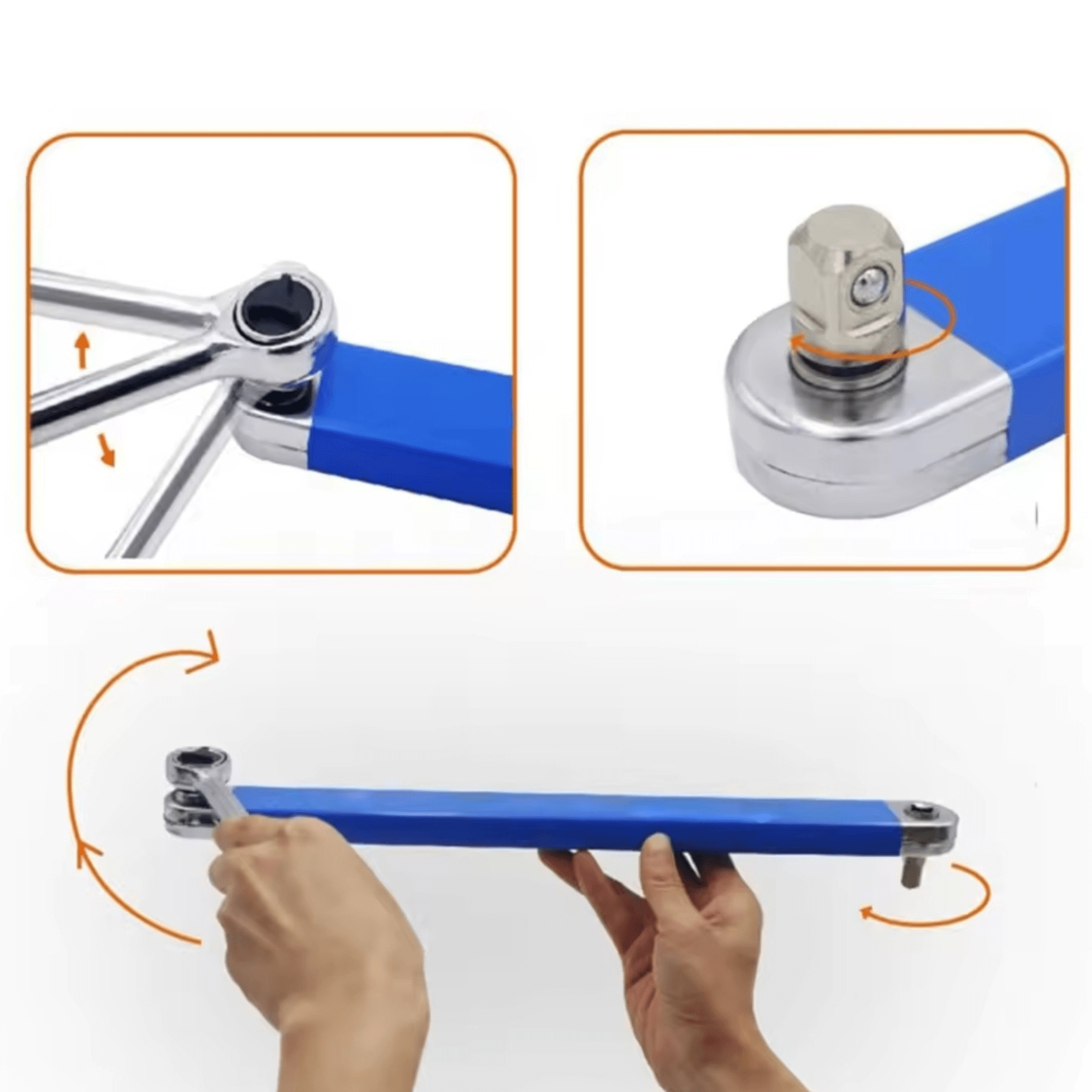 Llave Extensora Especial 40cm para Carraca con 4 Adaptadores – Espacio reducidos - 2