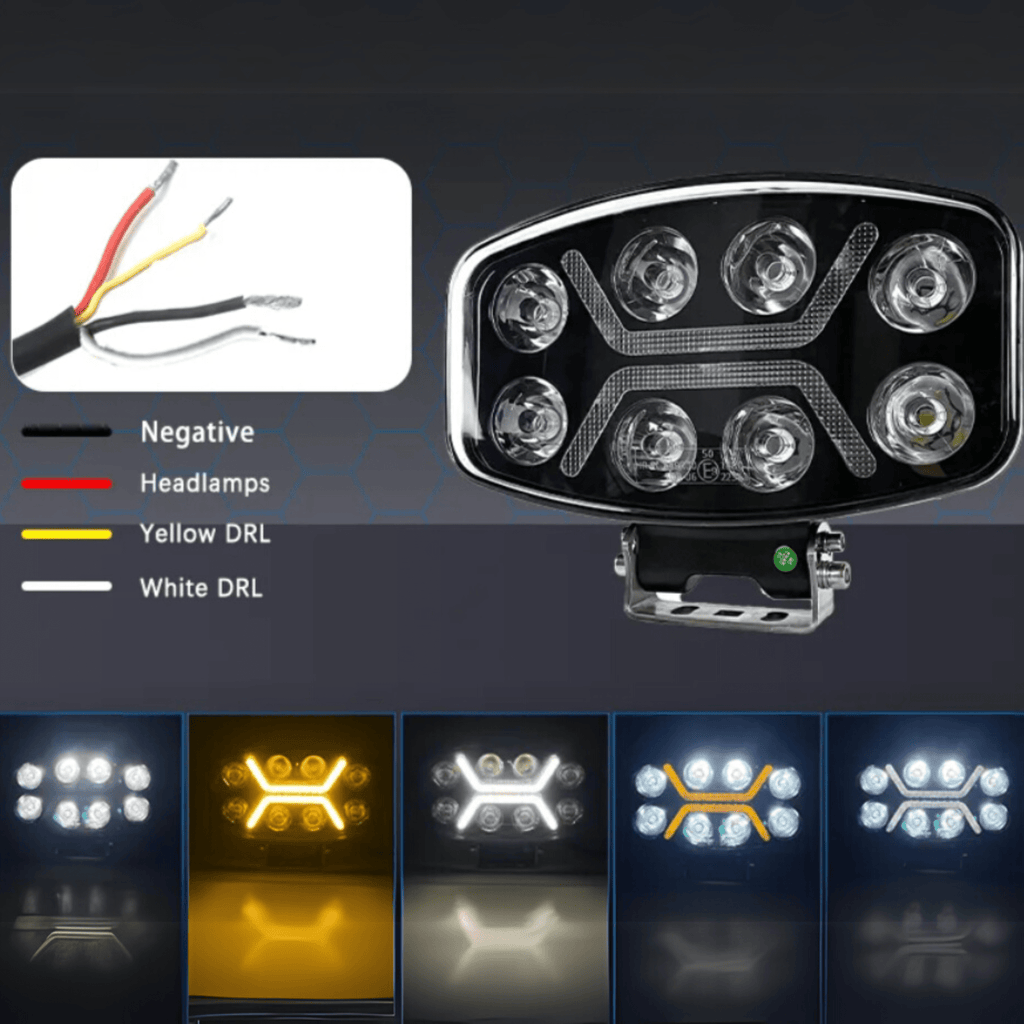 Faro LED Largo Alcance 10 Pulgadas homologados + Luz de Posición Blanca, Naranja - 6