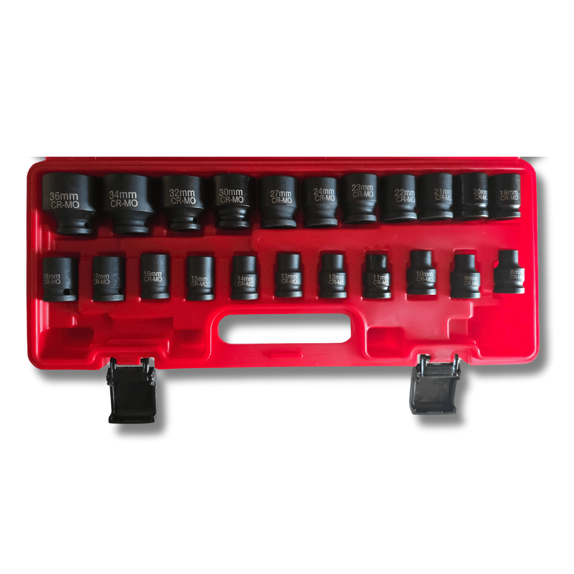 Maletín Vasos 1/2" Cortos 22 Piezas CR-MO 8-36 mm Impacto Profesional - 2