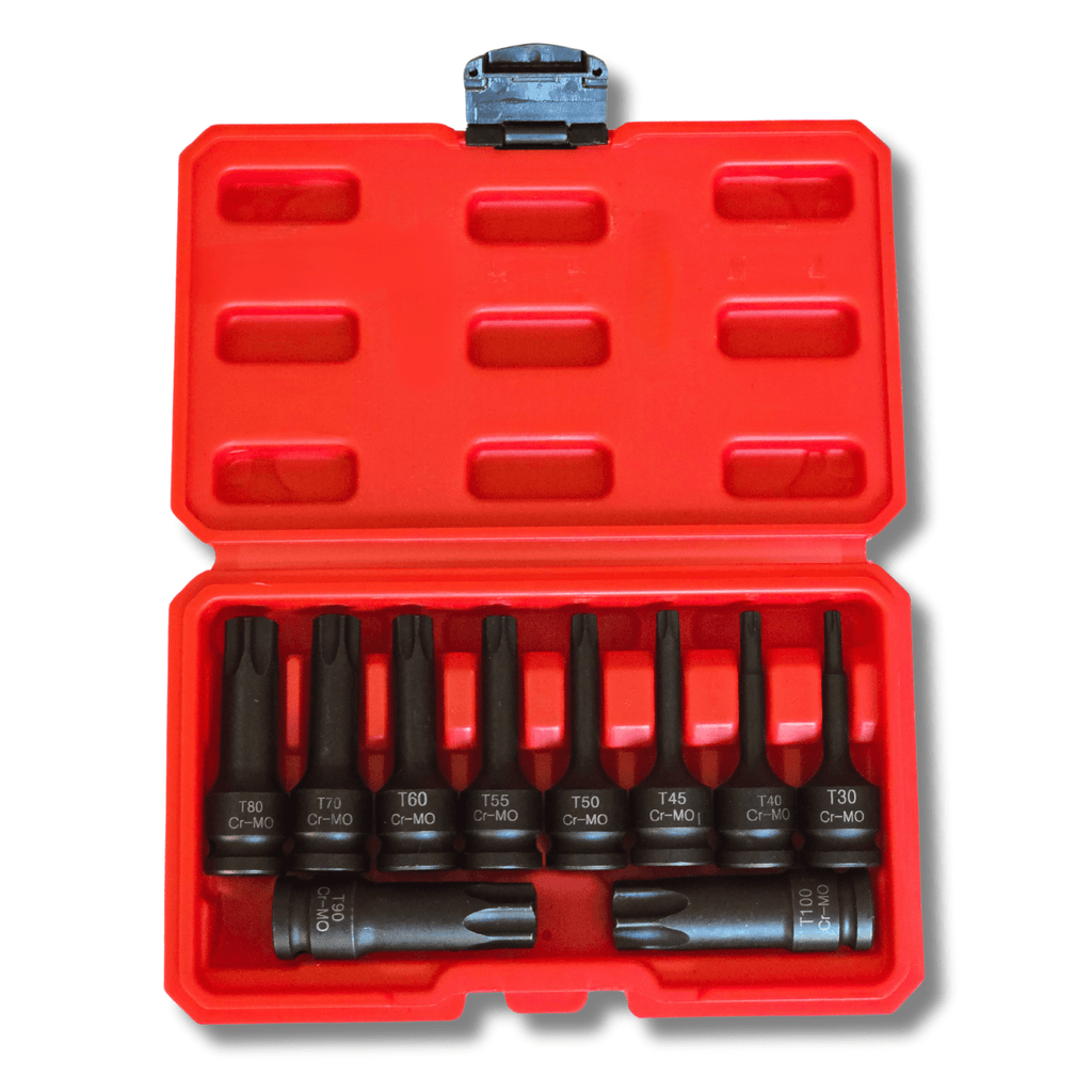 Juego de 10 Puntas Torx de Impacto 1/2" (T30-T100) con Maletín – Nuevo
