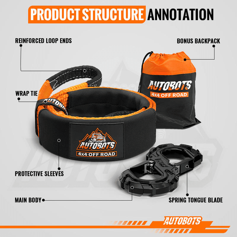 Kit eslinga + grillete en S + bolsa, 12000Lb 2.5 metros x 3" - 3